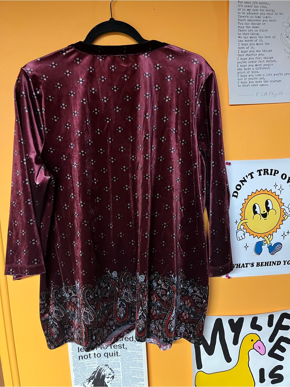 croft & barrow Burgundy Velvet Print Tunic Top XL - Picture 5 of 5